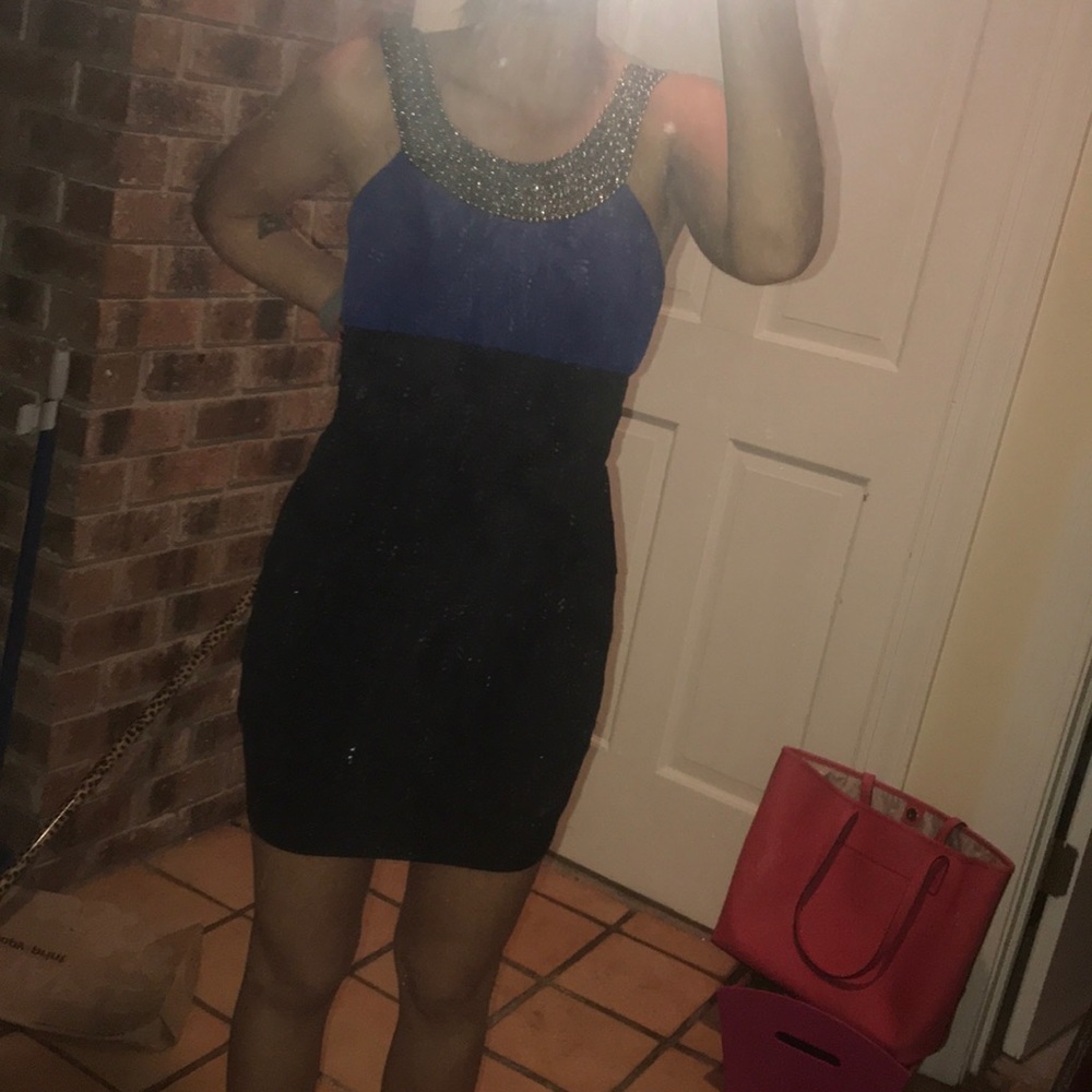 Black and blue dress